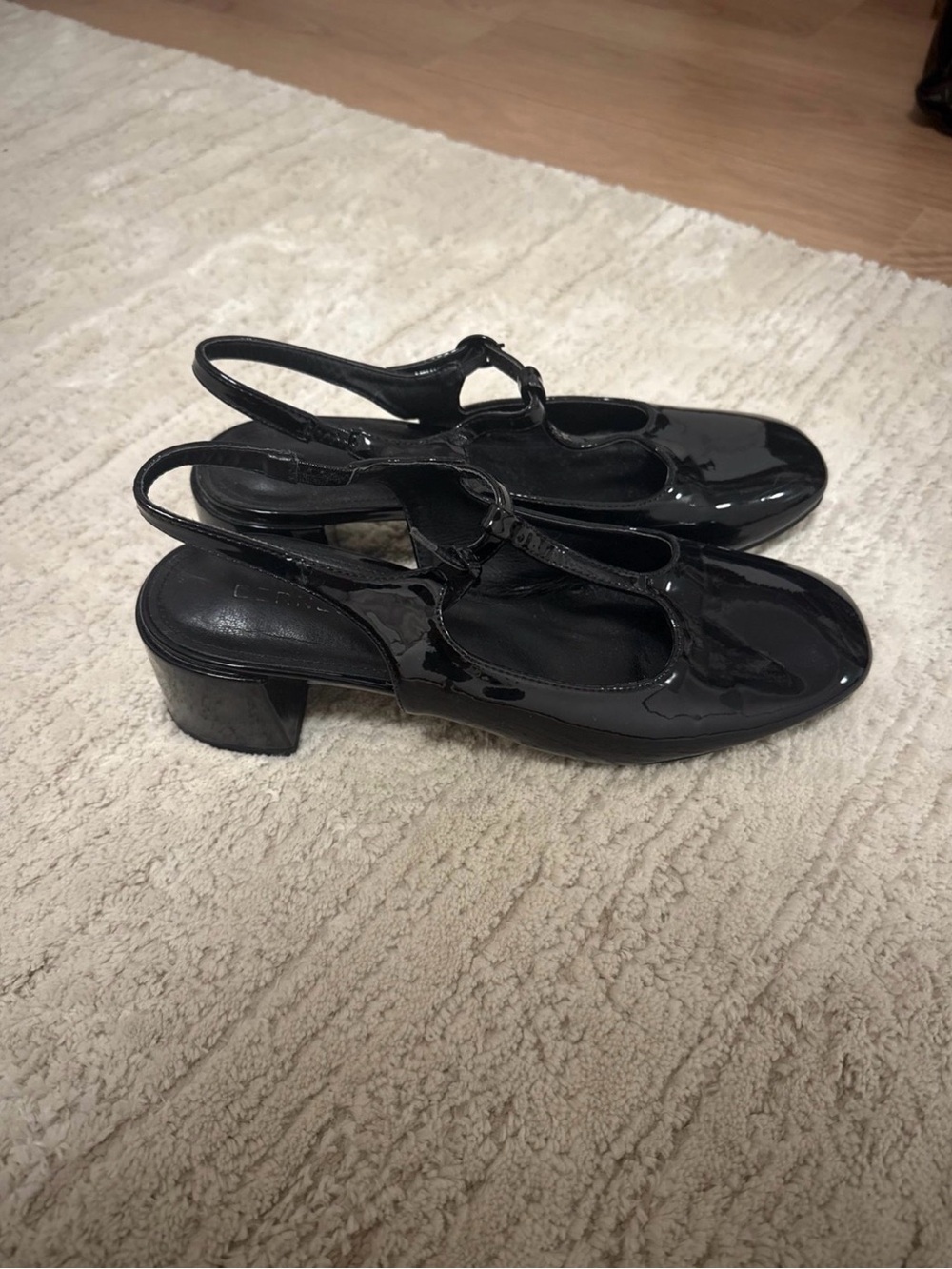 Patent Black Slingback Mary Jane Block Heels